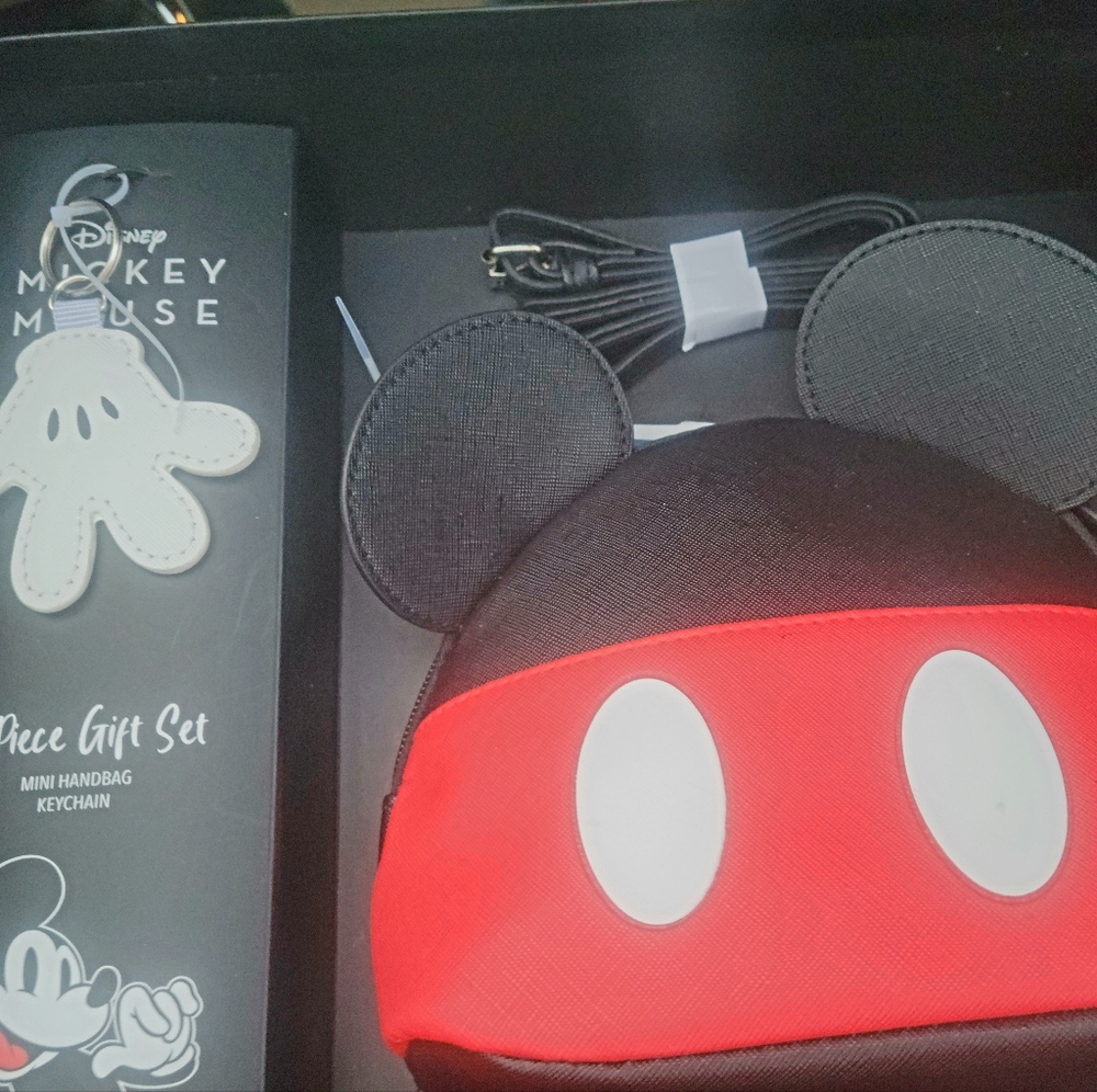 Mickey mouse purse and keychain set.